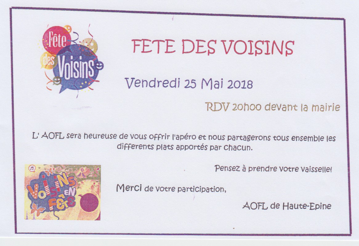 Fete des voisins 2018